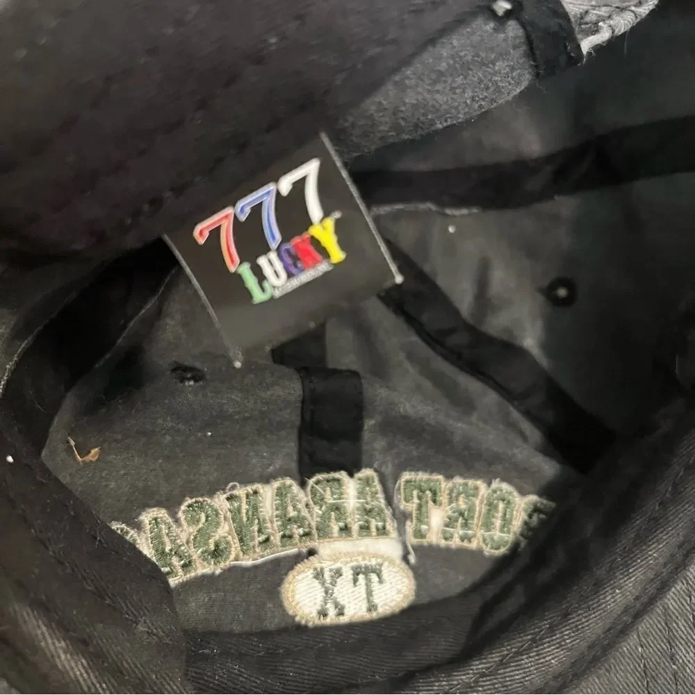777 Lucky Port Aransas Texas Dark Grey Distressed Baseball Hat